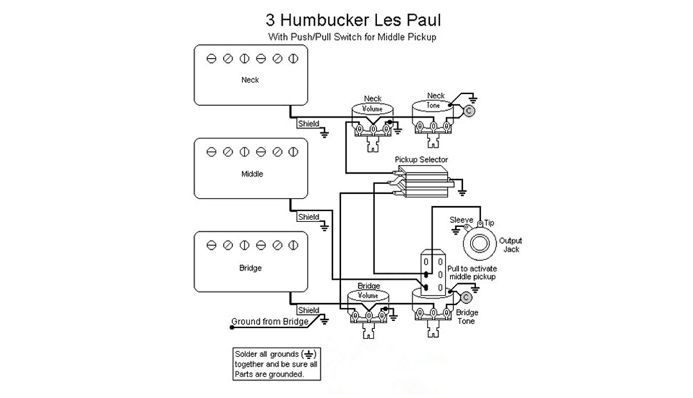 HHH + 3W + 2V2T Wiring Diagram — Guitar Kit Shop