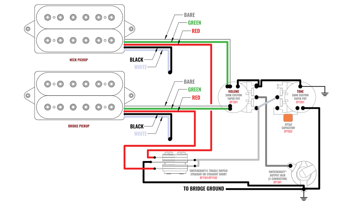 HH + 3W + VT Wiring Diagram — Guitar Kit Shop