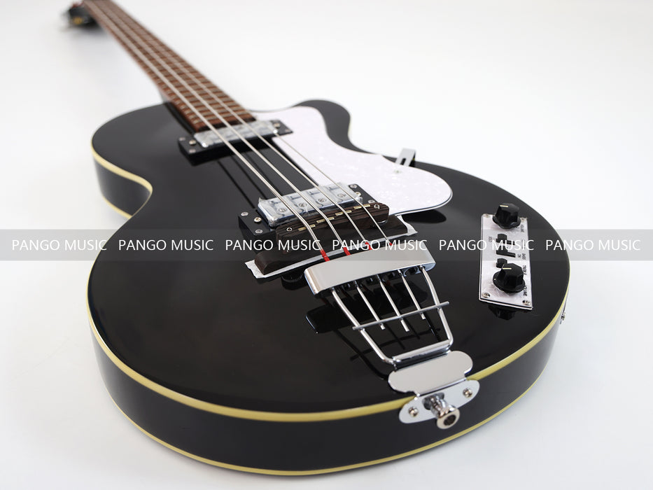 4 Strings Semi Hollow All Black Electric Bass Guitar (PHF-128)