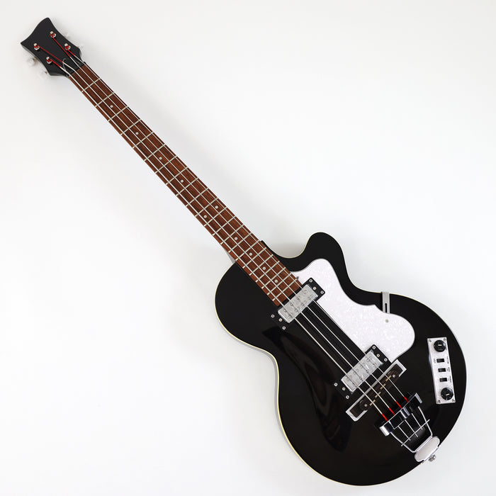 4 Strings Semi Hollow All Black Electric Bass Guitar (PHF-128)