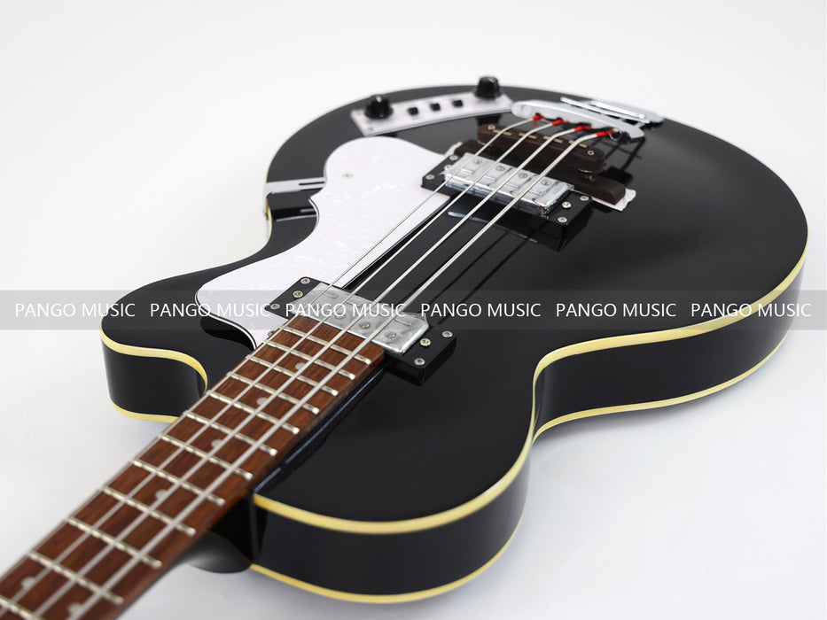 4 Strings Semi Hollow All Black Electric Bass Guitar (PHF-128)