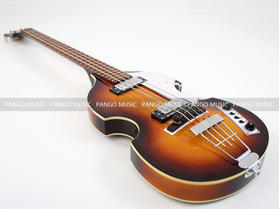 4 Strings Semi Hollow Sunburst Violin Electric Bass Guitar (PHF-130)