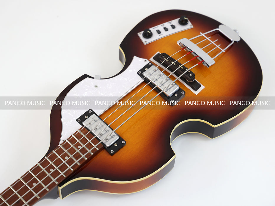 4 Strings Semi Hollow Sunburst Violin Electric Bass Guitar (PHF-130)