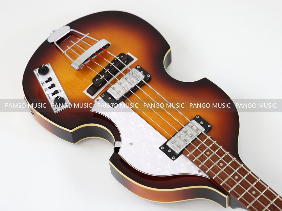 4 Strings Semi Hollow Sunburst Violin Electric Bass Guitar (PHF-130)