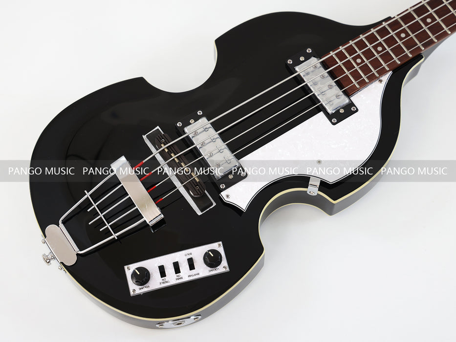 4 Strings Semi Hollow Violin All Black Electric Bass Guitar (PHF-126)