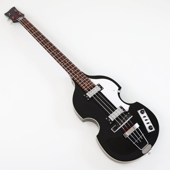 4 Strings Semi Hollow Violin All Black Electric Bass Guitar (PHF-126)