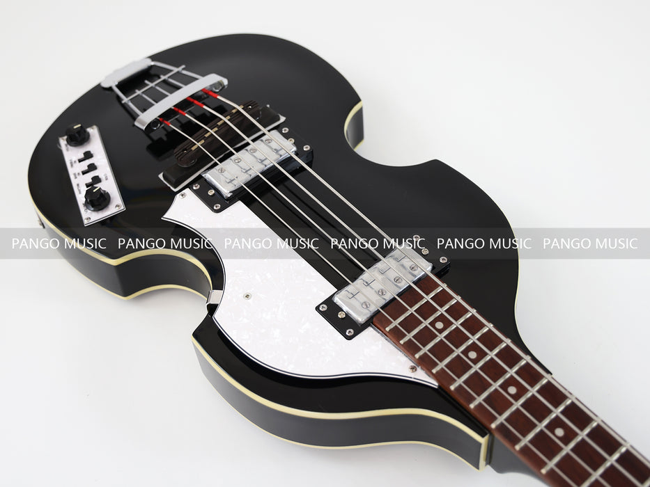 4 Strings Semi Hollow Violin All Black Electric Bass Guitar (PHF-126)