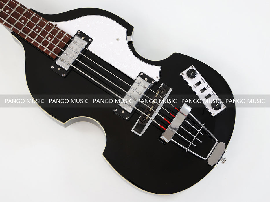 4 Strings Semi Hollow Violin All Black Electric Bass Guitar (PHF-126)