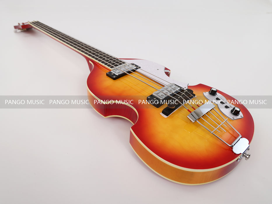 4 Strings Semi Hollow Violin Electric Bass Guitar with AAA Quilted Maple Top (PHY-099)