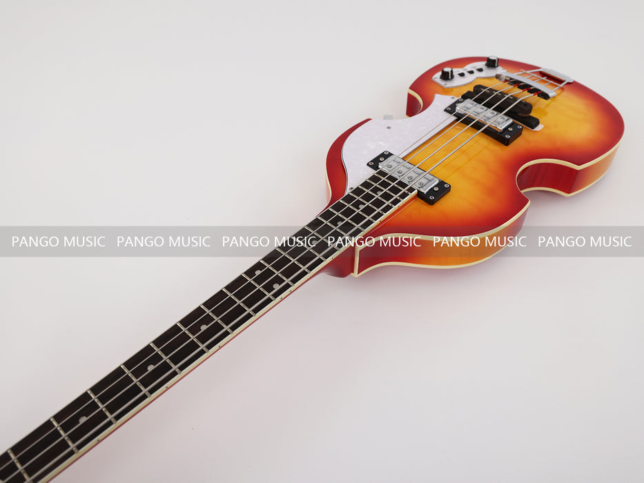 4 Strings Semi Hollow Violin Electric Bass Guitar with AAA Quilted Maple Top (PHY-099)