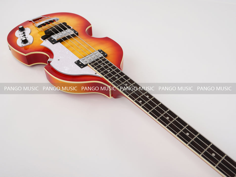 4 Strings Semi Hollow Violin Electric Bass Guitar with AAA Quilted Maple Top (PHY-099)