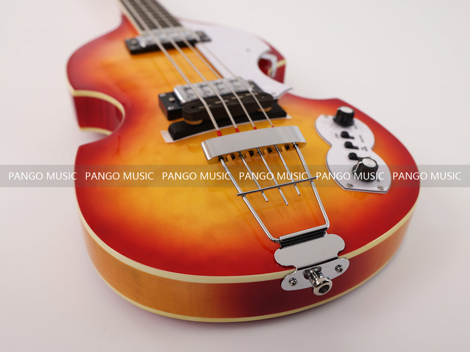 4 Strings Semi Hollow Violin Electric Bass Guitar with AAA Quilted Maple Top (PHY-099)