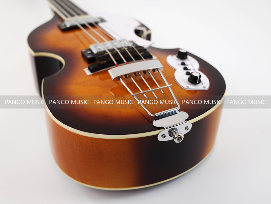 4 Strings Semi Hollow Violin Style Fretless Electric Bass Guitar with Ebony Fretboard (PHY-137)