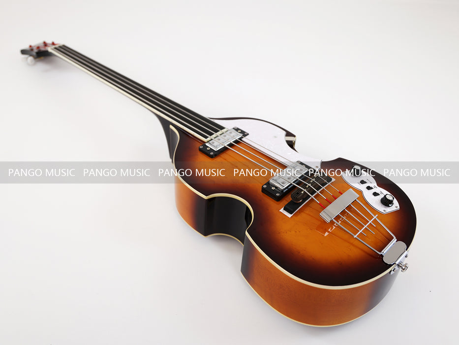 4 Strings Semi Hollow Violin Style Fretless Electric Bass Guitar with Ebony Fretboard (PHY-137)