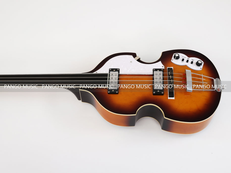 4 Strings Semi Hollow Violin Style Fretless Electric Bass Guitar with Ebony Fretboard (PHY-137)