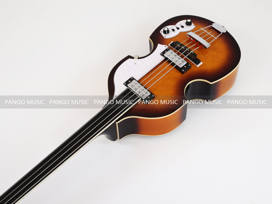 4 Strings Semi Hollow Violin Style Fretless Electric Bass Guitar with Ebony Fretboard (PHY-137)