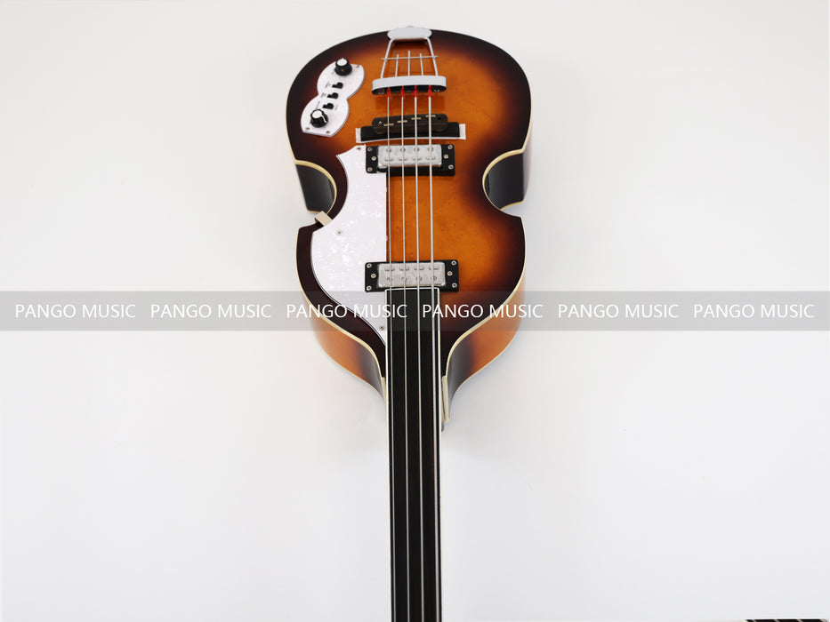 4 Strings Semi Hollow Violin Style Fretless Electric Bass Guitar with Ebony Fretboard (PHY-137)