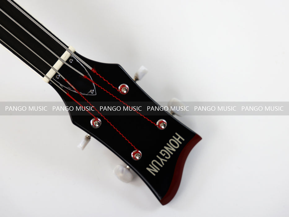 4 Strings Semi Hollow Violin Style Fretless Electric Bass Guitar with Ebony Fretboard (PHY-137)