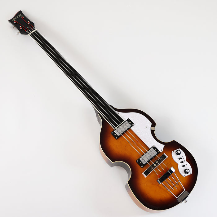 4 Strings Semi Hollow Violin Style Fretless Electric Bass Guitar with Ebony Fretboard (PHY-137)