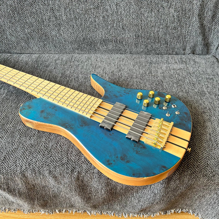 6 Strings Ash Wood Body Neck Through Bass Guitar (GKS-002)