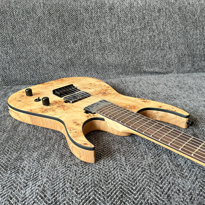 Ash Wood Body Electric Guitar with Burl Maple Top (GKS-004)