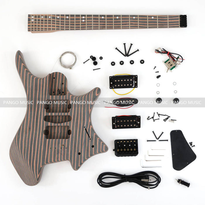 Headless / All Zebrawood DIY Electric Guitar Kit (ZQN-009F)