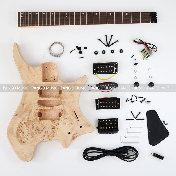 Headless DIY Electric Guitar Kit with Burl Maple Top (ZQN-004F)