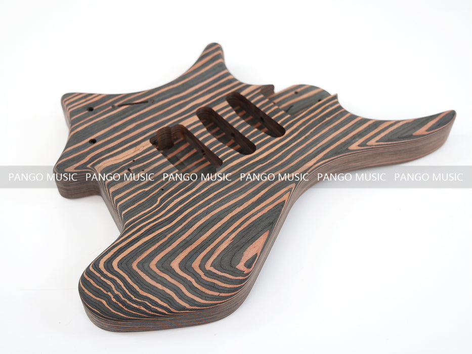 Headless Left Hand All Zebrawood DIY Electric Guitar Kit (ZQN-017S)