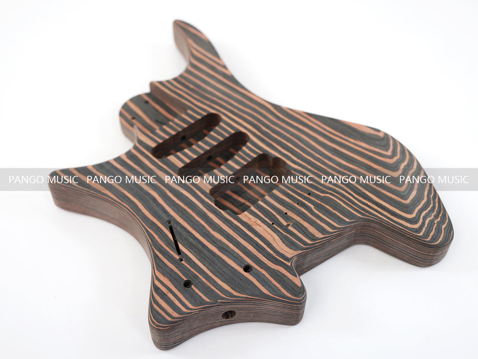 Headless Left Hand All Zebrawood DIY Electric Guitar Kit (ZQN-017F)