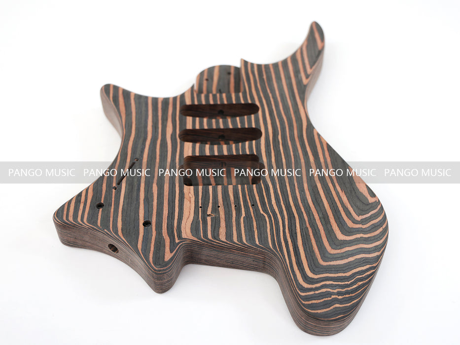 Headless Left Hand All Zebrawood DIY Electric Guitar Kit (ZQN-017F)