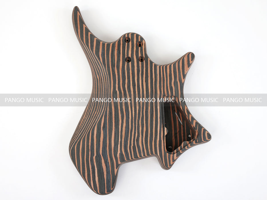 Headless Left Hand All Zebrawood DIY Electric Guitar Kit (ZQN-017F)