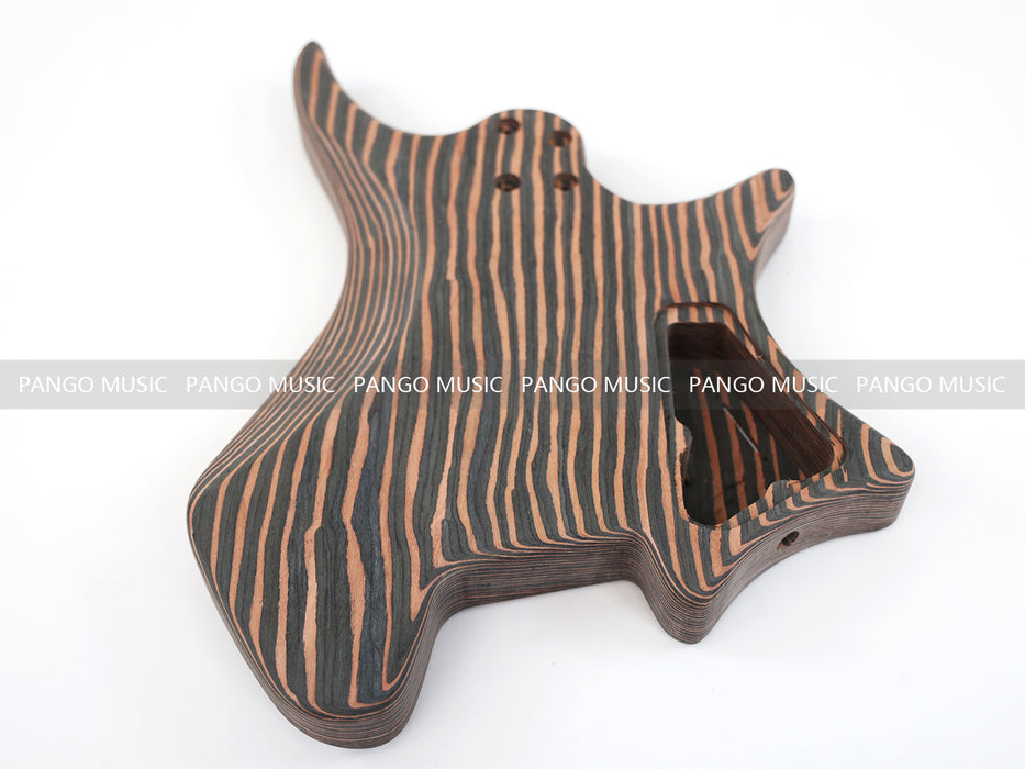 Headless Left Hand All Zebrawood DIY Electric Guitar Kit (ZQN-017F)