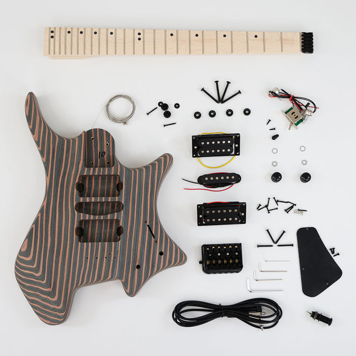 Headless / Zebrawood Body DIY Electric Guitar Kit (ZQN-002F)