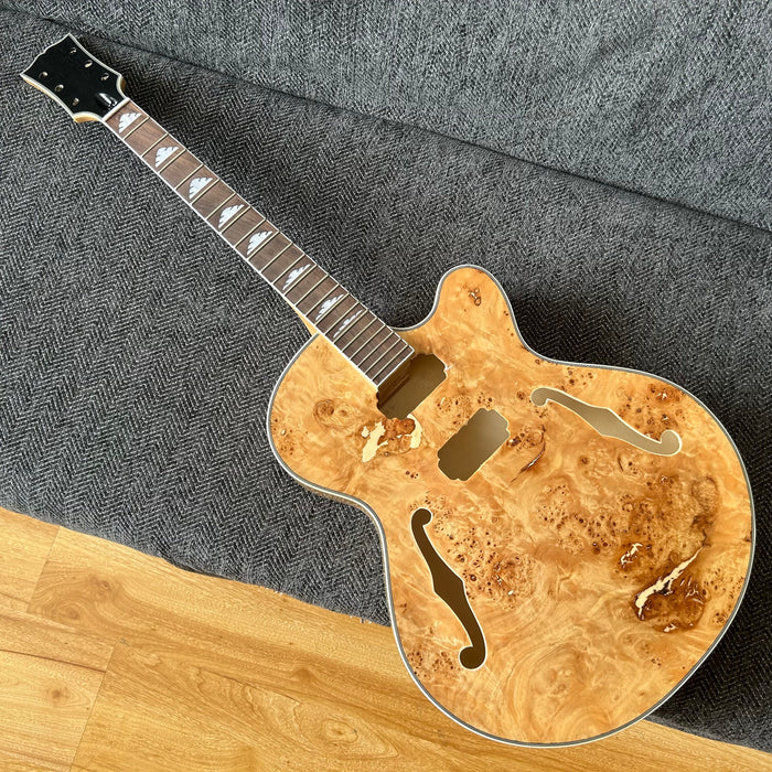 PANGO Music Hollow Body Electric Guitar with Burl Maple Top (ZQN-0180)