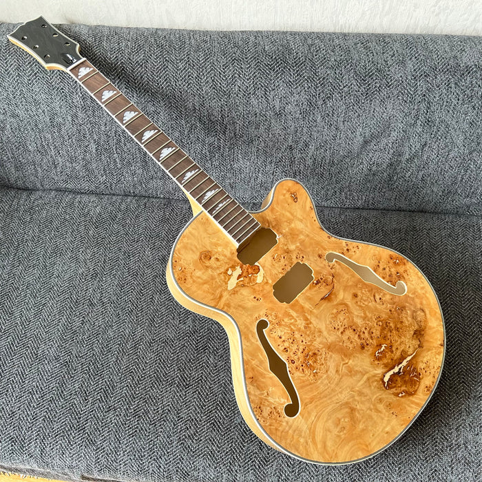 PANGO Music Hollow Body Electric Guitar with Burl Maple Top (ZQN-0180)