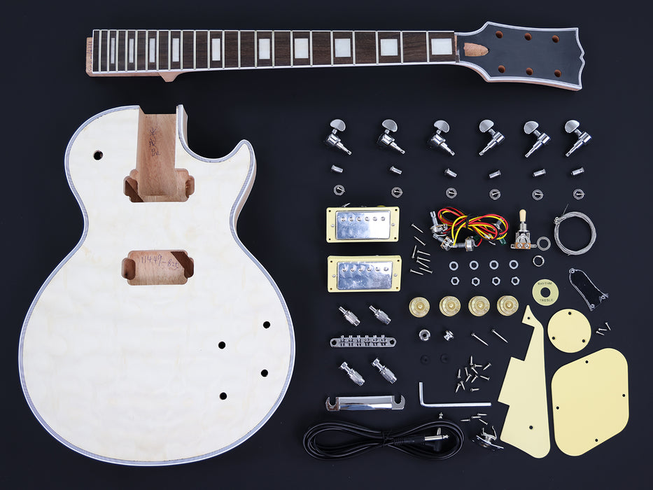 LP Custom Style DIY Electric Guitar Kit with Quilted Maple Top ( 11449-825, Limited Edition )