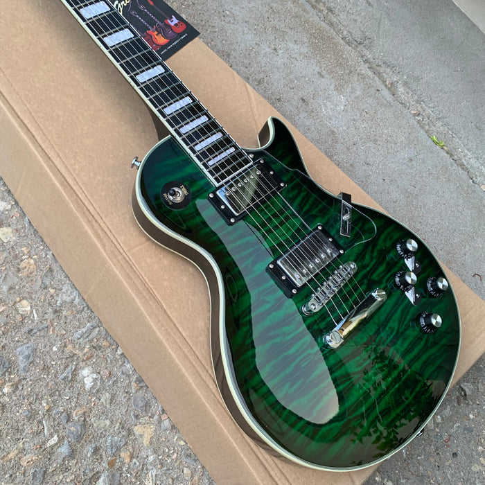 PANGO Music LP Style Green Electric Guitar with Flamed Maple Top (YMZ-223)