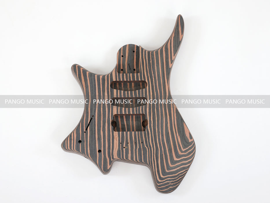 Headless Left Hand All Zebrawood DIY Electric Guitar Kit (ZQN-017F)