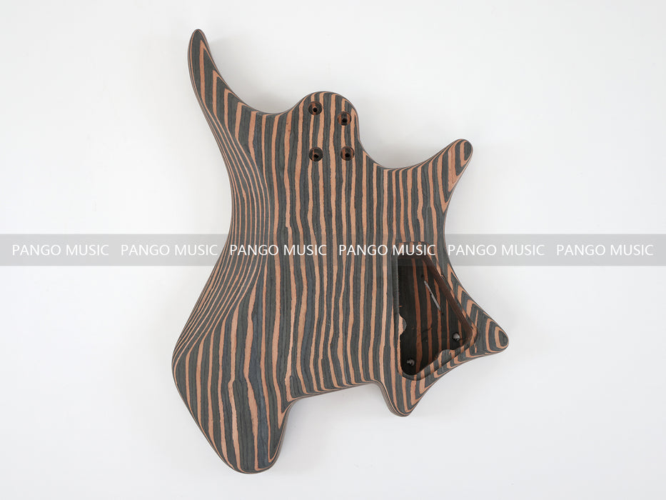 Headless Left Hand All Zebrawood DIY Electric Guitar Kit (ZQN-017S)