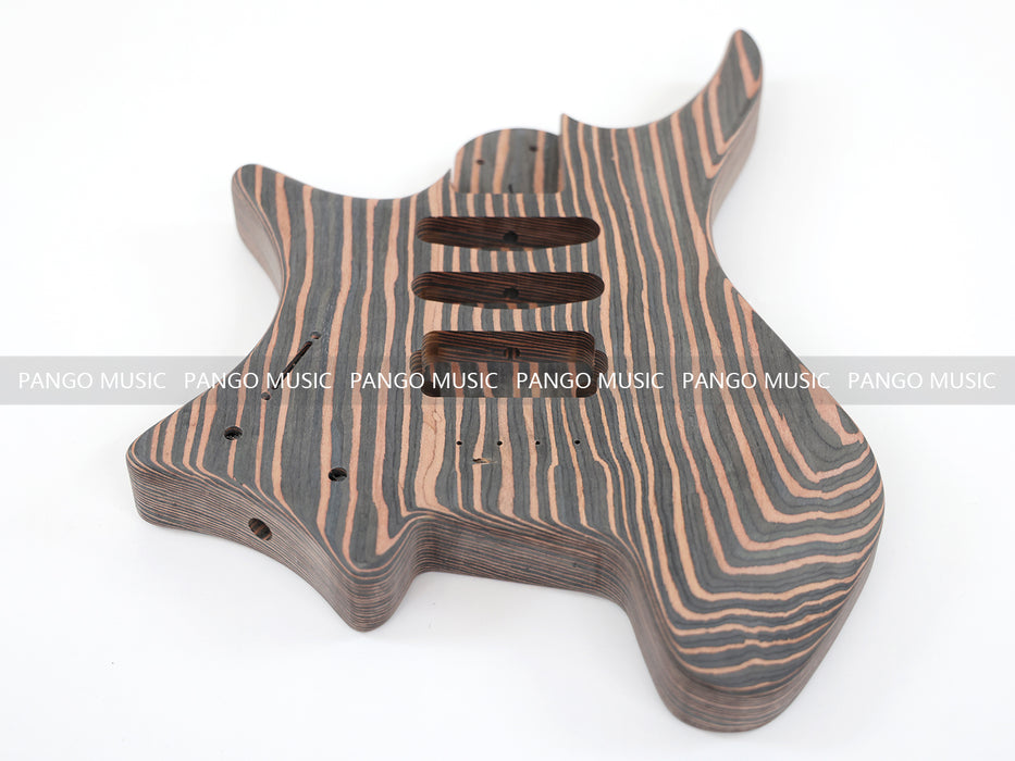 Headless Left Hand All Zebrawood DIY Electric Guitar Kit (ZQN-017F)