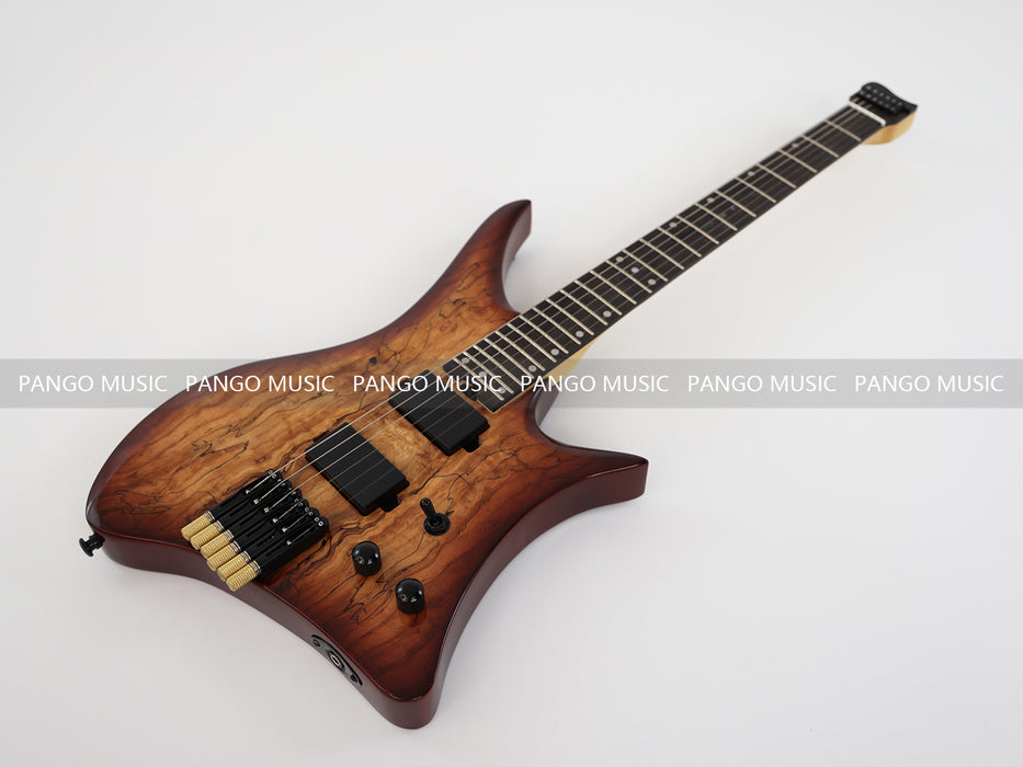 PANGO Music Headless Style Electric Guitar with Spalted Maple Top (PJX-522)