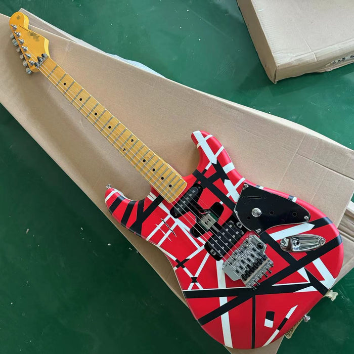 Van Halen Style Heavy Relic Red Electric Guitar with Black White Stripes (ZQN-650)