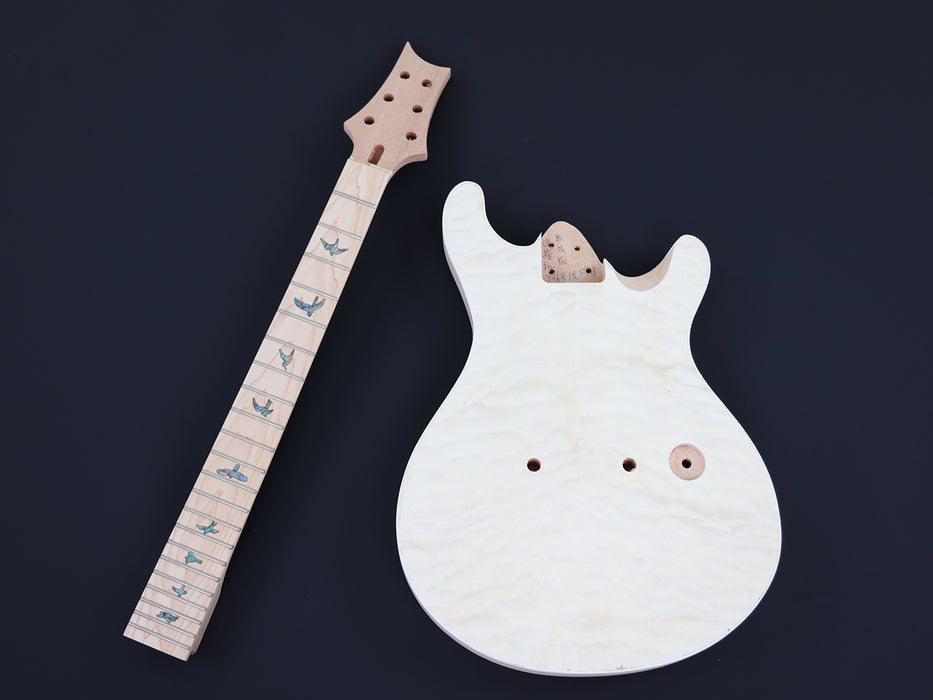 PRS Style DIY Electric Guitar Kit with Quilted Maple Top (12403, No Hardware, Limited Edition)