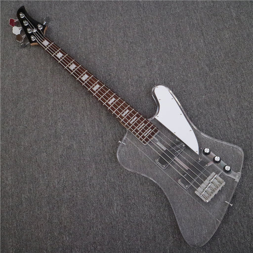 Guitare basse électrique en plexiglas transparent, version personnalisée, 5  cordes, cristal acrylique, LED, clignotant de couleur, haute qualité